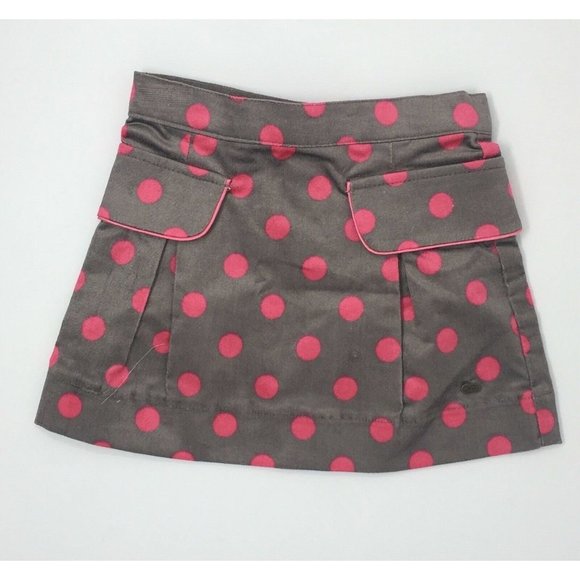 Petit Lem Girls Velour Brown and Pink Polka Dot Mini Skirt - Picture 1 of 7